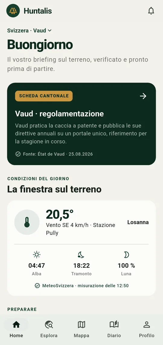 Schermata iniziale di Huntalis