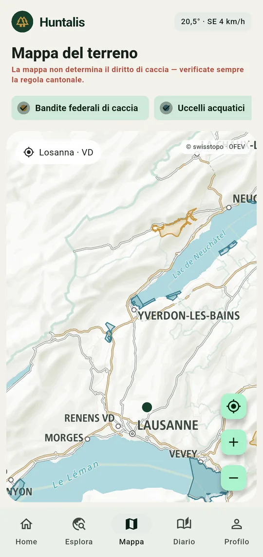 La mappa del terreno e i suoi livelli federali.