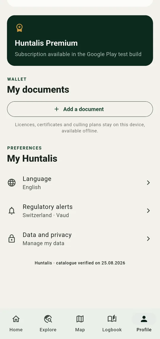 The document wallet and the language choice.